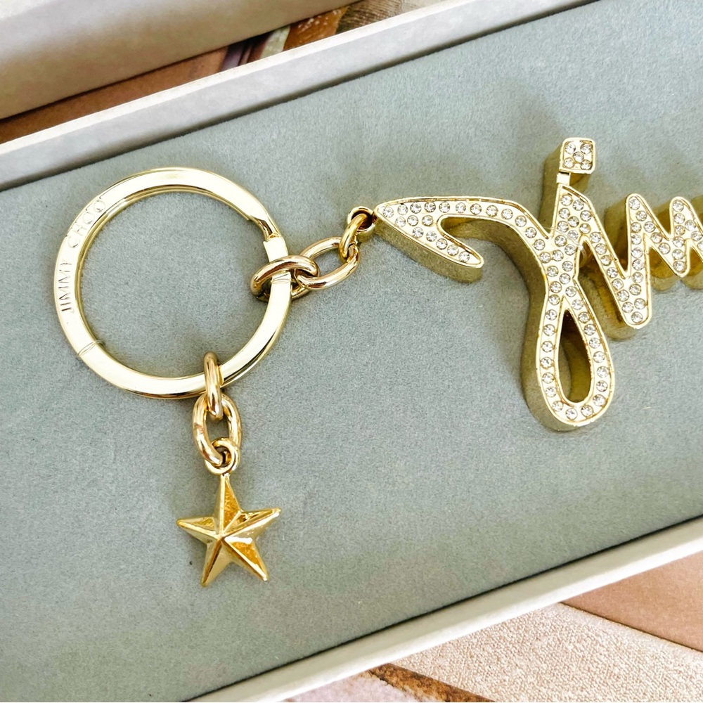 Jimmy Choo Logo Rhinestone Keychain - Picture 3 of 4